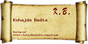 Kohajda Beáta névjegykártya