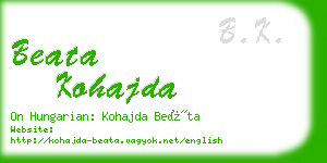 beata kohajda business card